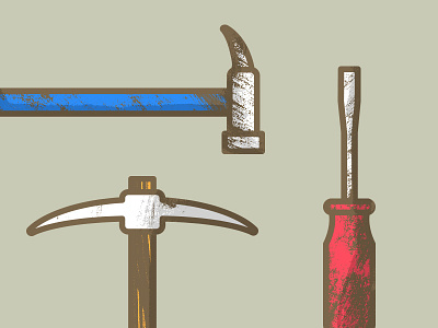 Tiny Tools building construction hammer illustration pickaxe screwdriver tools