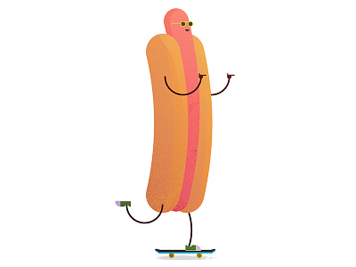 Naked weiner alert food hotdog illustration skateboard summer