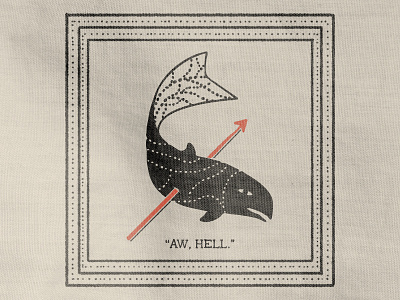 Aw Hell arrow bad luck fabric fish illustration misfortune spear square