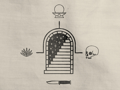 The Long Way Home death desert illustration knife life plant skull space stairs stars