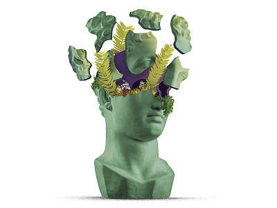 New Growth bust green illustration leaves nature photoshop plants sculpture skull