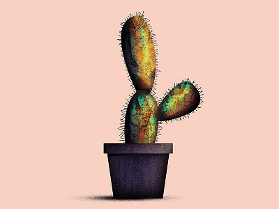 Cosmic Cactus alien cactus cosmic desert illustration photoshop plant pot texture