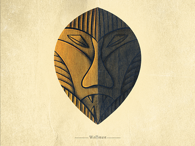 Wolfman classic illustration mask monster texture tiki tropical universal werewolf wolfman wood