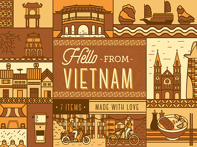 Vietnam Illustration cafe cafe sua hanoi illustration pho pho noodle saigon travel vietnam