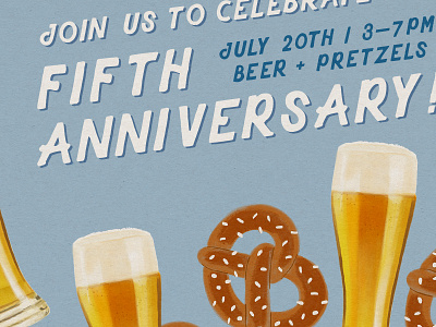 Anniversary Invitation apple pencil beer design illustration ipad pro pretzels typography