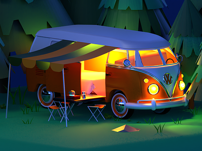 Lovely orange Volkswagen 3d 3ddesign blender blender artist design illustration render