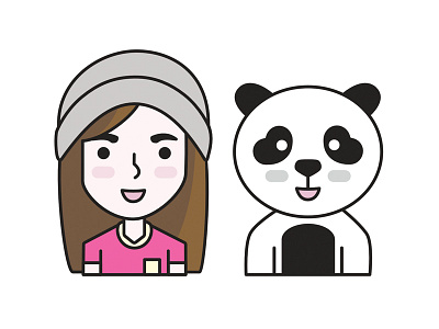 Rosi with Panda animal animals beanie bear cute girl hat illustration panda rosi wild