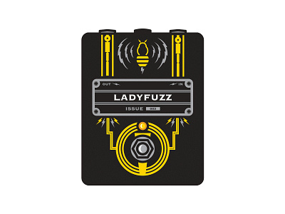 Bumble Fuzz bumble bee design fuzz guitar illustration jack white ladyfuzz music pedal third man records white stripes zine