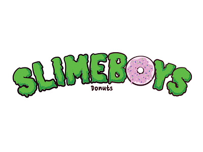 Slimeboys Donuts Logo donut doughnut green illustration logo pink slime slimeboys