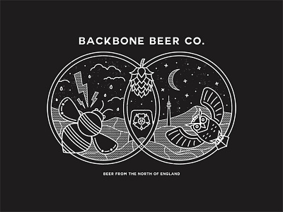 Backbone Beer Co. Branding backbone bee beer brewing clouds hops leeds manchester moon owl rose yorkshire