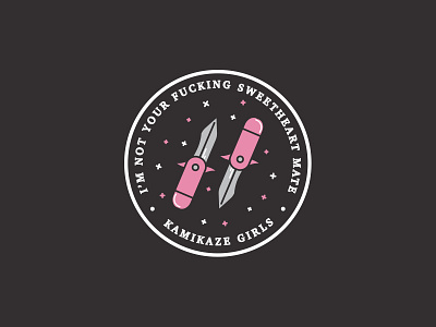 Kamikaze Girls Patch Design design illustration knife patch penknife pink punk stars sweetheart