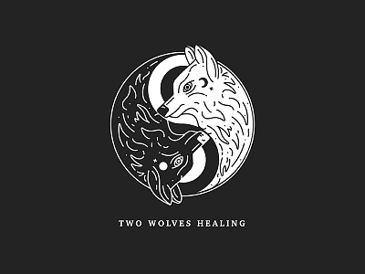 Two Wolves Healing heal moon peace stars wolf wolves yin yang