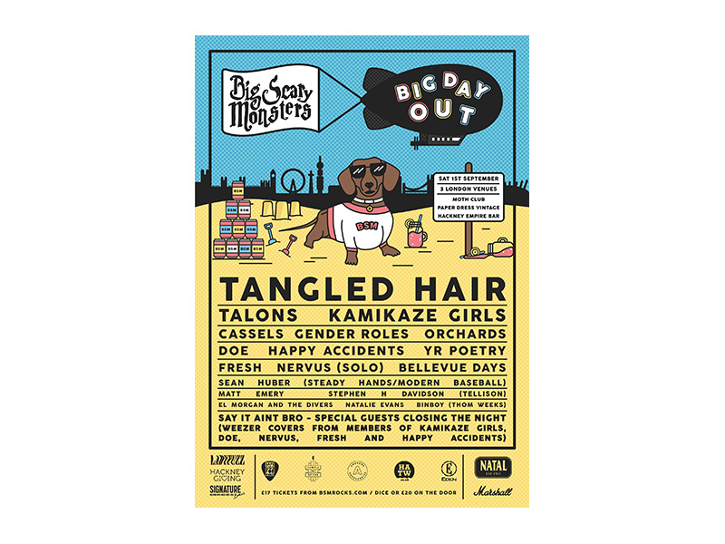 Big Scary Monsters Big Day Out Poster sky hackney london beach daschund dog merch illustration design illustration concert poster gig poster band poster poster design poster out day big big day out bsm big scary monsters