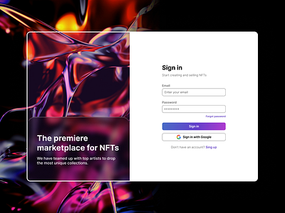 Sign in NFT Marketplace page