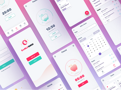 Earlybird App design app colorful design list log in material design purple task todo list ui ux vector