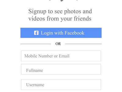 Instagram Sign up page