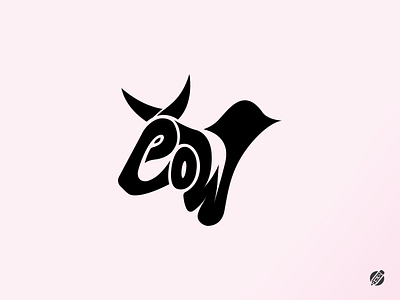 Cow wordmark/typography logo design