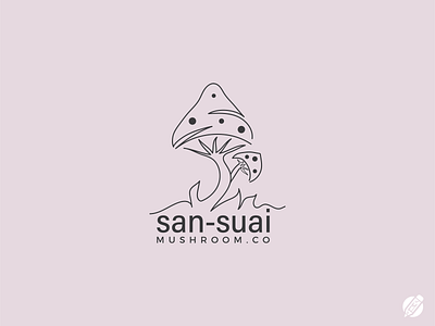 san-suai mushroom logo branding creative logo design euphoria food graphic design graphicmine illustration line art logo logo logo folio 2022 logo ideas magic mushroom nature plant typography vector