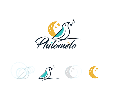 Philomèle logo bird branding flat logo