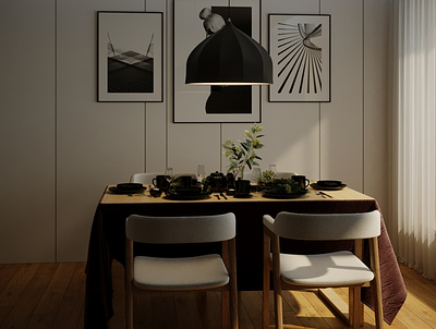 dining area 3d design graphic design