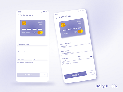 DailyUI 002 - Credit Card Checkout design ui ux