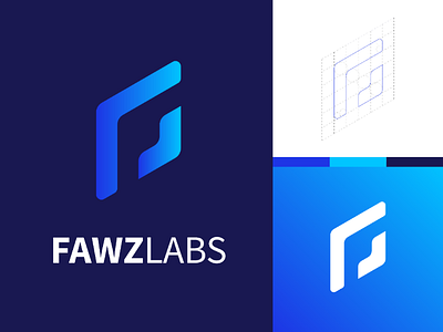 Fawzlabs Logo design blue gradients brand company f logo logo logo design technology