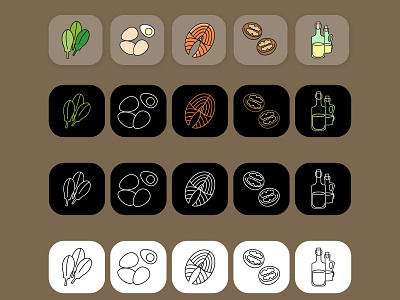 Food line icons set