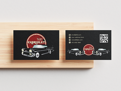 A business card for a taxi in retro style automobile business business card cab cabriolet cadillac car card taxi