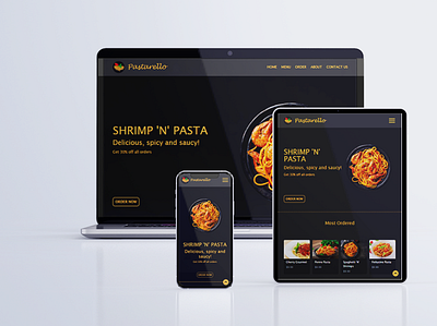 Pasta restaurant website mockup graphic design ui