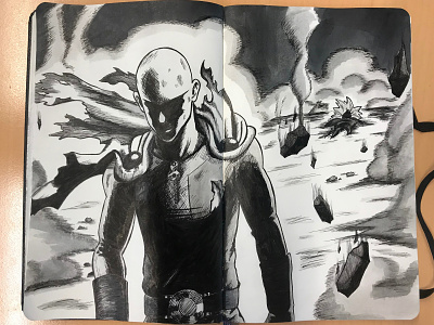 One Punch Man drawing amsterdam anime character design design drawing graphic hand drawn illustration one punch man pigma micron saitama sketch sketchbooks