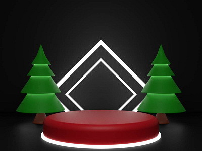 3D Rendering Podium Christmas with spruce tree 3d 3d render branding christmas graphic design podium