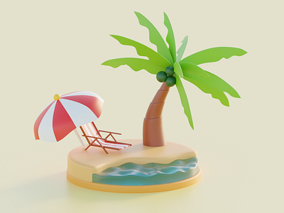 Low Poly Beach 3d 3d render beach blender low poly