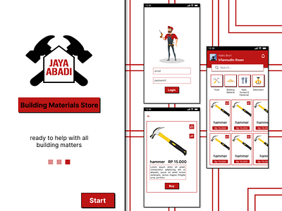 Jaya Abadi Building Materials Store App | UI Mobile Design app design illustration logo mobile ui ui ux ux
