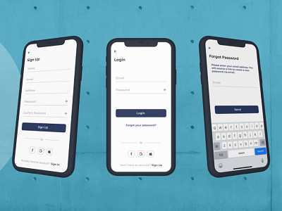 Sign Up | Login | Forgot Password Screens 3d forgot password login sign up ui uiux