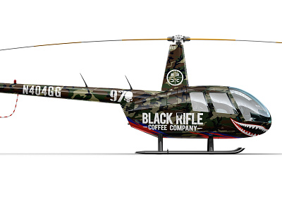 BRCC R44 Helicopter Wrap black rifle branding brcc camo coffee design helicopter helo motorsports vehicle wrap wrap