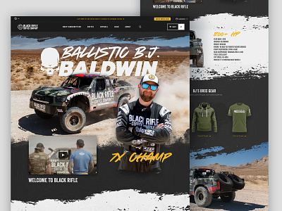 BJ Baldwin Lander athlete bj bj baldwin black rifle brcc coffee design lander racer trophy truck truck ui ux web design website