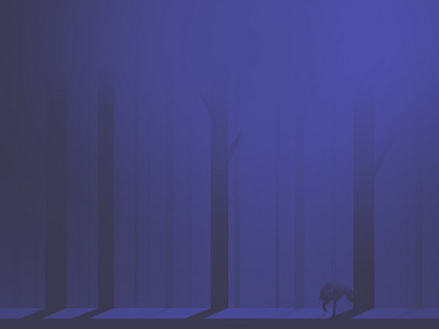 The Hunt blue clean design forest gradient illustration simple vector wolf