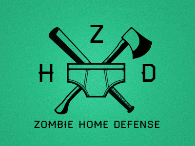 Zombie Home Defense axe bat defense fun hipster logo noise underwear zombie