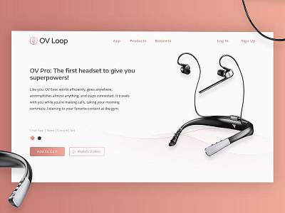 OV Loop Website clean device headset product ui ux web website