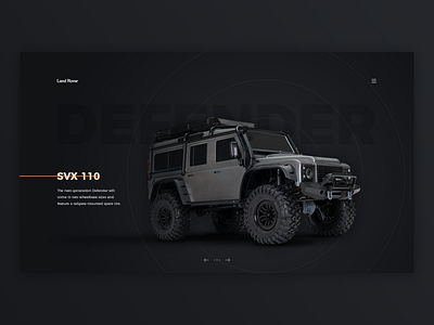 Land Rover SVX 110 black car defender design header land rover off road simple ui ux vehicle web web design website website concept