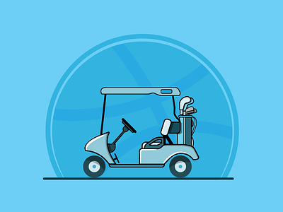 Golf Cart cart design flat golf golf cart illustration monochromatic sports vector