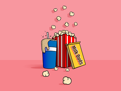 Movie Snacks candy flat design icon illustration illustrator junk food movie popcorn soda vector