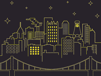 Pittsburgh, PA bridge building city heinz illustration ketchup pittsburgh skyline vector