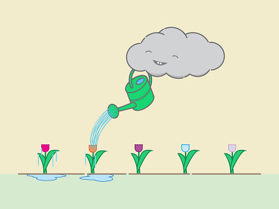 April Showers cloud clouds design flowers illustration rain vector watering can