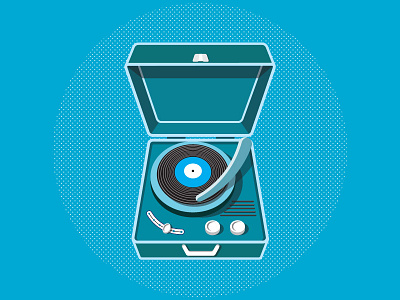 Turntable illustrator monochromatic music record player turntable vector vintage