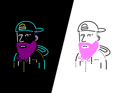 Beard Guy beard cartoon dude hat hoodie illustrator neon vector