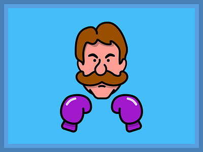 Von Kaiser boxing cartoon character flat nintendo punch out vector video game