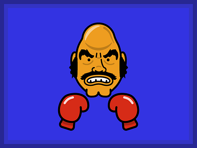 Bald Bull boxing cartoon character flat nintendo punch out vector video game