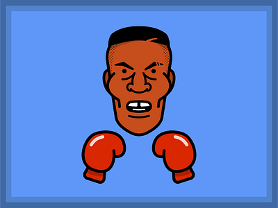 Iron Mike Tyson boxing cartoon character flat nintendo punch out vector video game