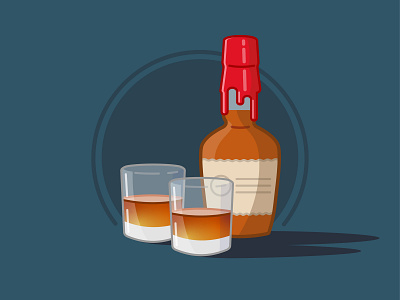 Neat-o alcohol flat glass glass bottle illustration makers mark vector whiskey